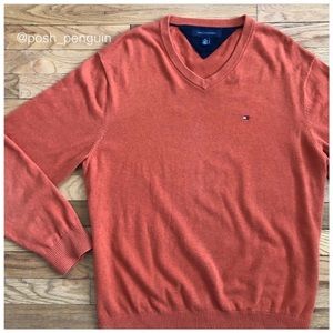 ⬇️55 Tommy Hilfiger Orange V Neck Sweater XL